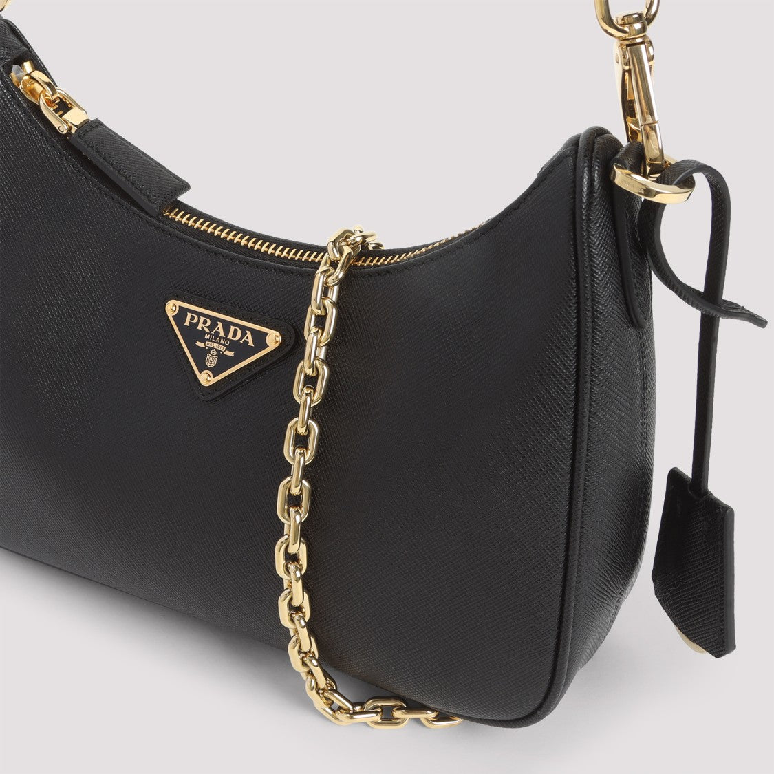 Prada Black Calf Leather Saffiano Re Edition Shoulder Bag