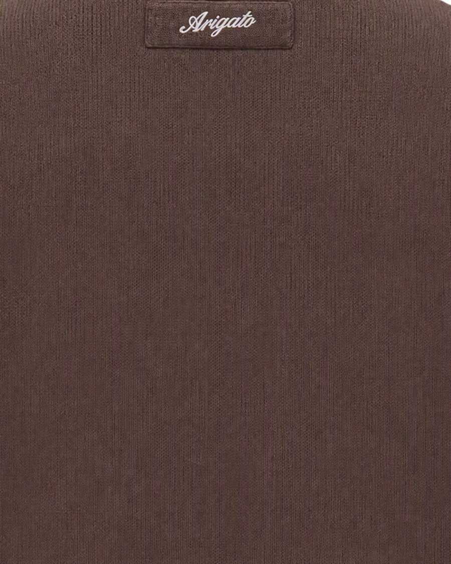 Axel Arigato Dark Brown High-Collar Wool-Blend Full-Zip Cardigan