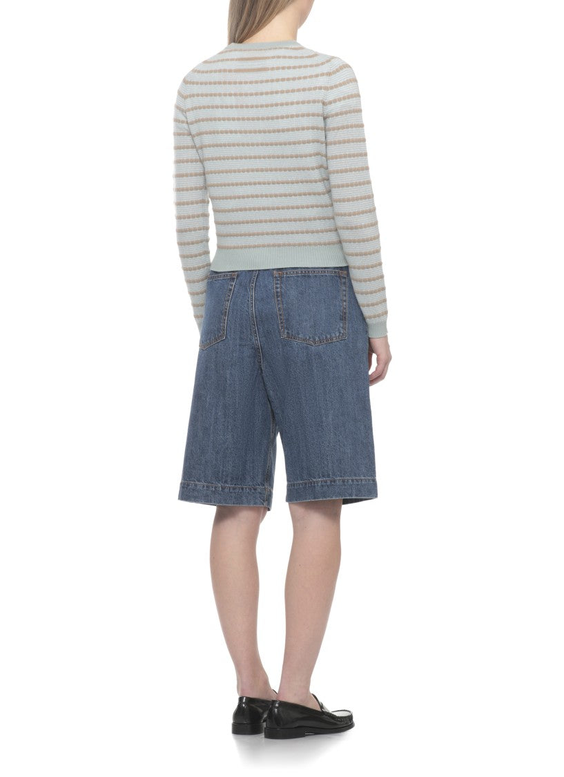 Guest In Residence Light Blue Jane Striped Cardigan