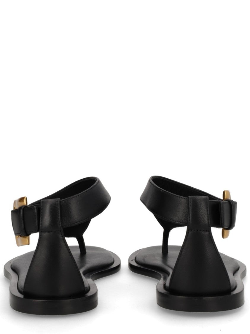 Balmain Flat Sole Ankle Strap Sandals