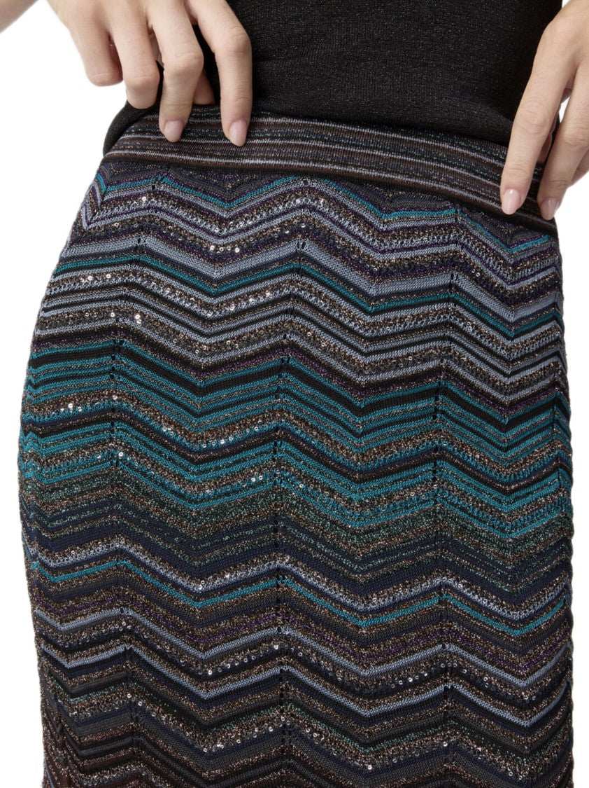 Missoni Multicolor Chevron Sequin Tube Skirt