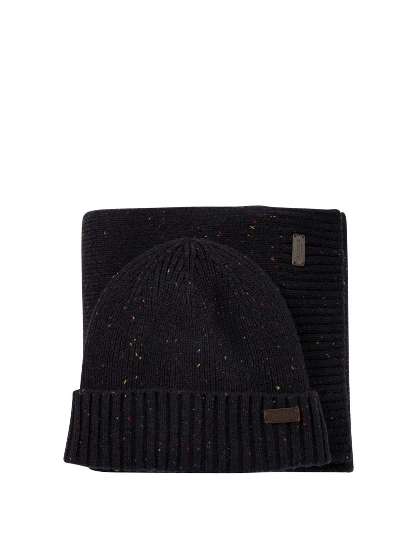 Barbour Ribbed Knit Cap And Scarf Set