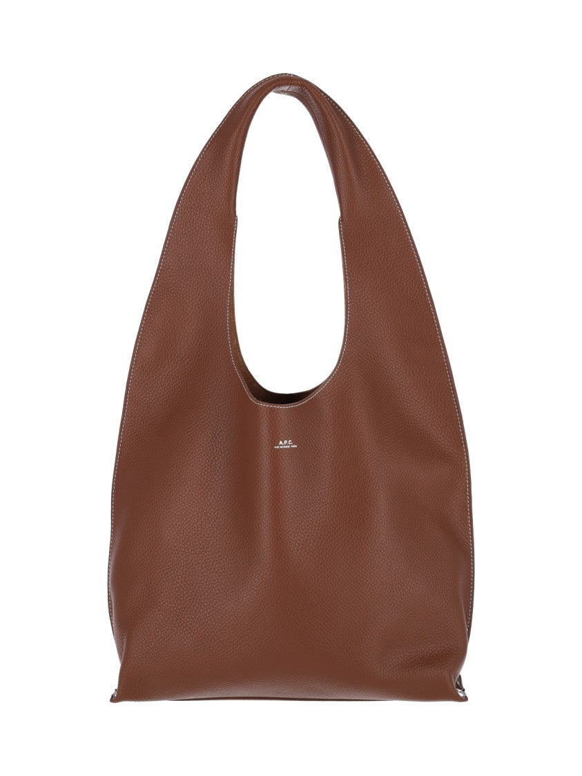 A.P.C. Hammered Leather Shoulder Bag With Silver Logo