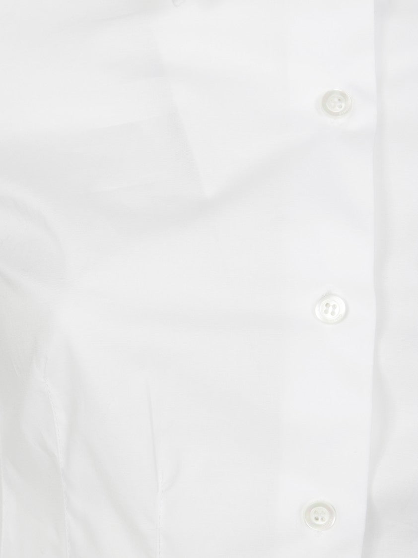 Pinko Tailored White Poplin Shirt With Corset Effect