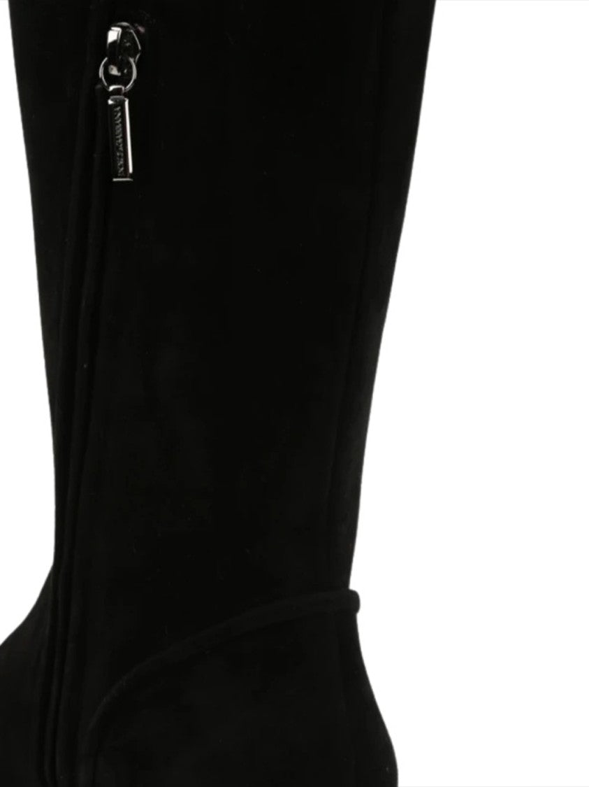 Dolce & Gabbana Tall Black Leather Decorative Buckle Boots