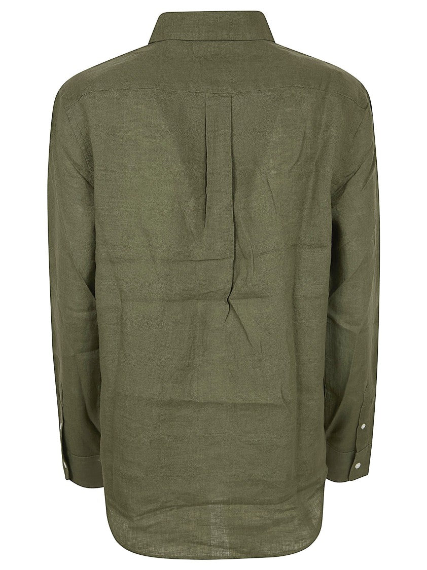 Polo Ralph Lauren Green Linen Button-Down Shirt