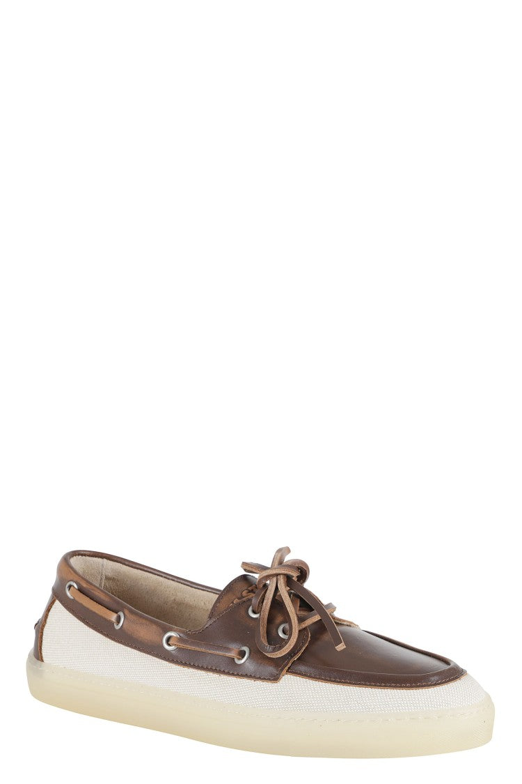 Copenhagen Studios Cream Brown Mixed-Materials Leather Loafers