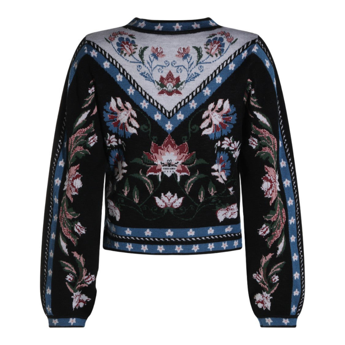 Farm Rio Floral V-Neck Yoke Sweater