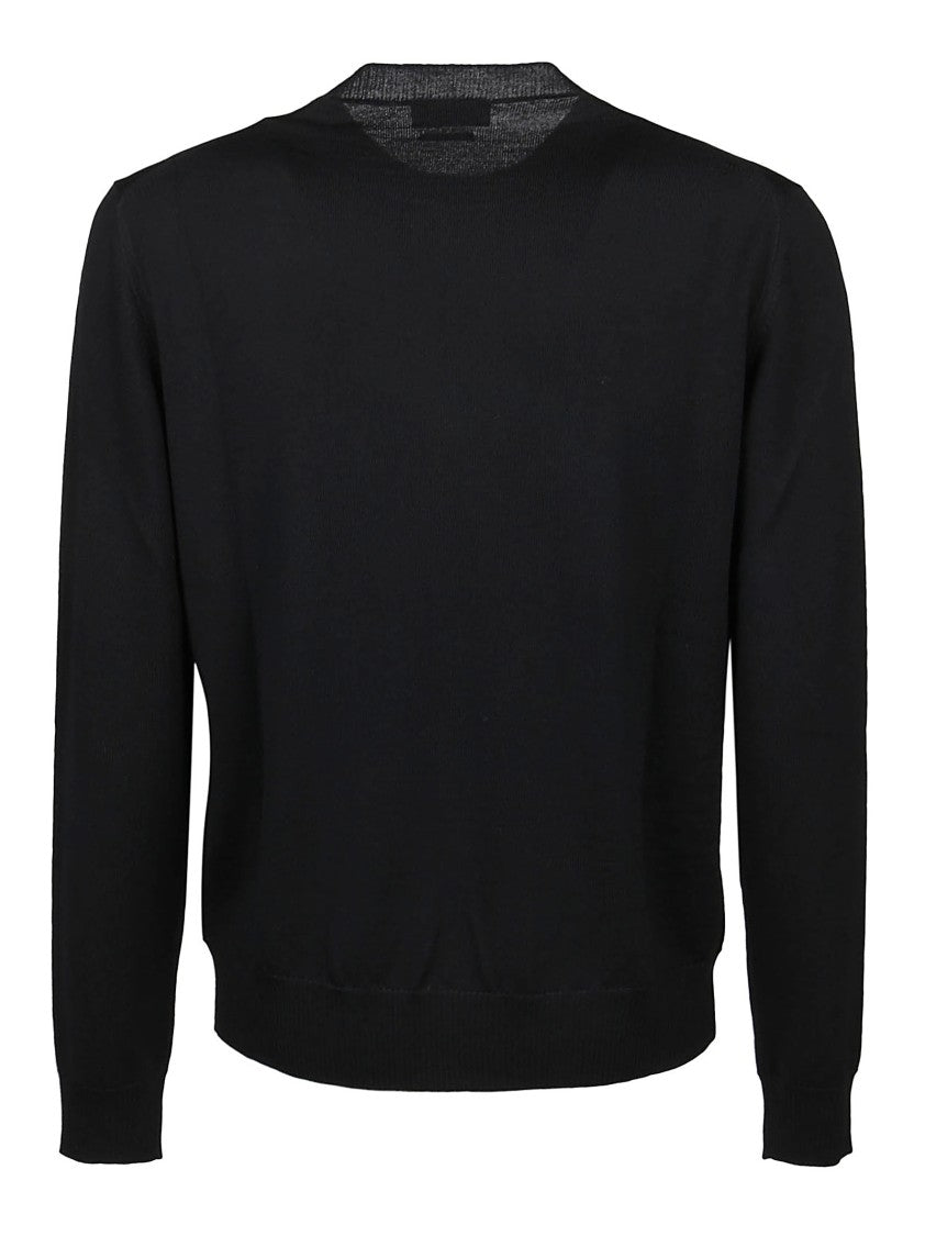 Ballantyne Black Plain Merino Crew Sweater