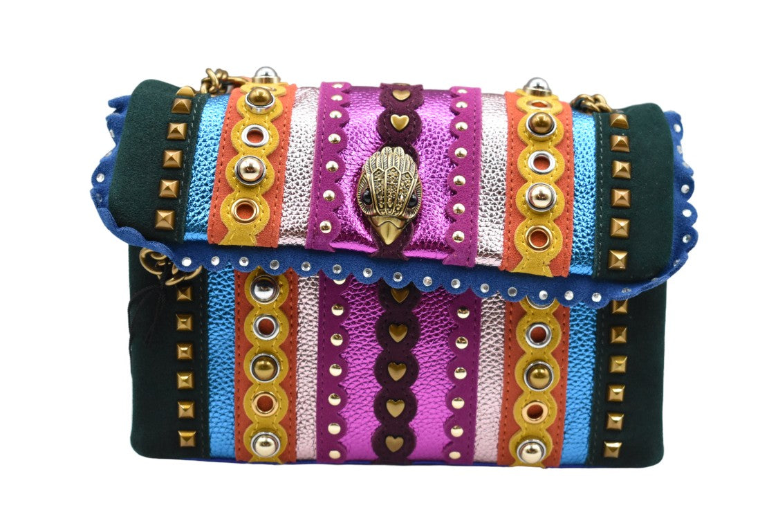 Kurt Geiger Turquoise And Purple Studded Handbag