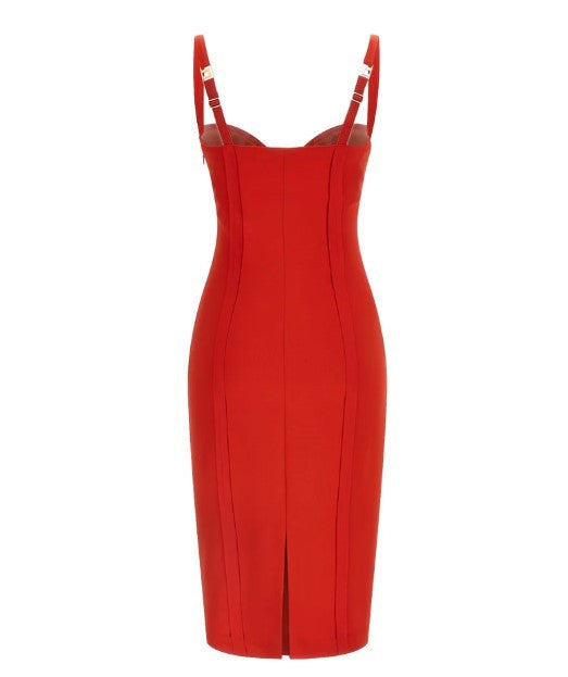 Elisabetta Franchi Structured Corset Sheath Dress With Gold Hardware