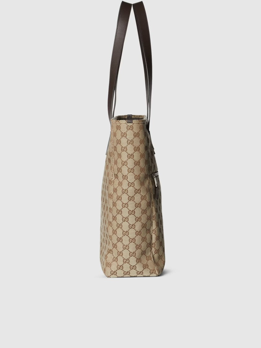 Gucci Brown Medium Gg Canvas Web Tote