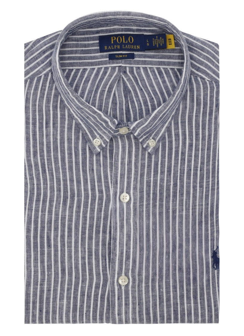 Polo Ralph Lauren Blue Striped Pony Linen Shirt