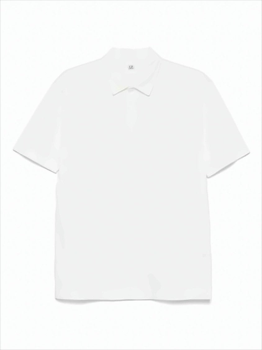 C.P. Company Minimalist White Polo Shirt With Traditional Collar