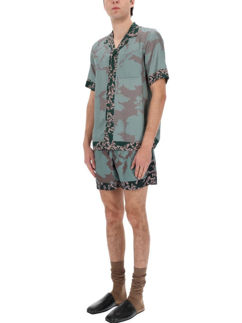 Dries Van Noten Muted Camouflage Floral Viscose Shirt