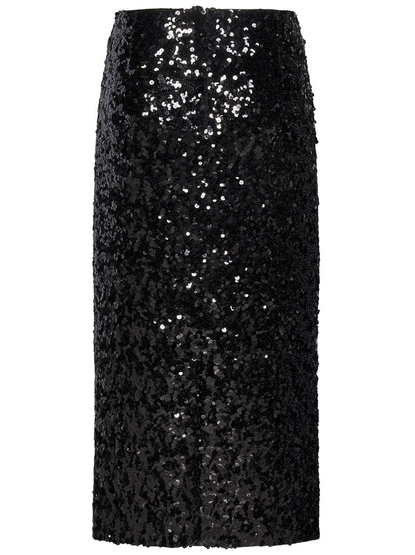Dolce & Gabbana Black Sequin Pencil Midi Skirt