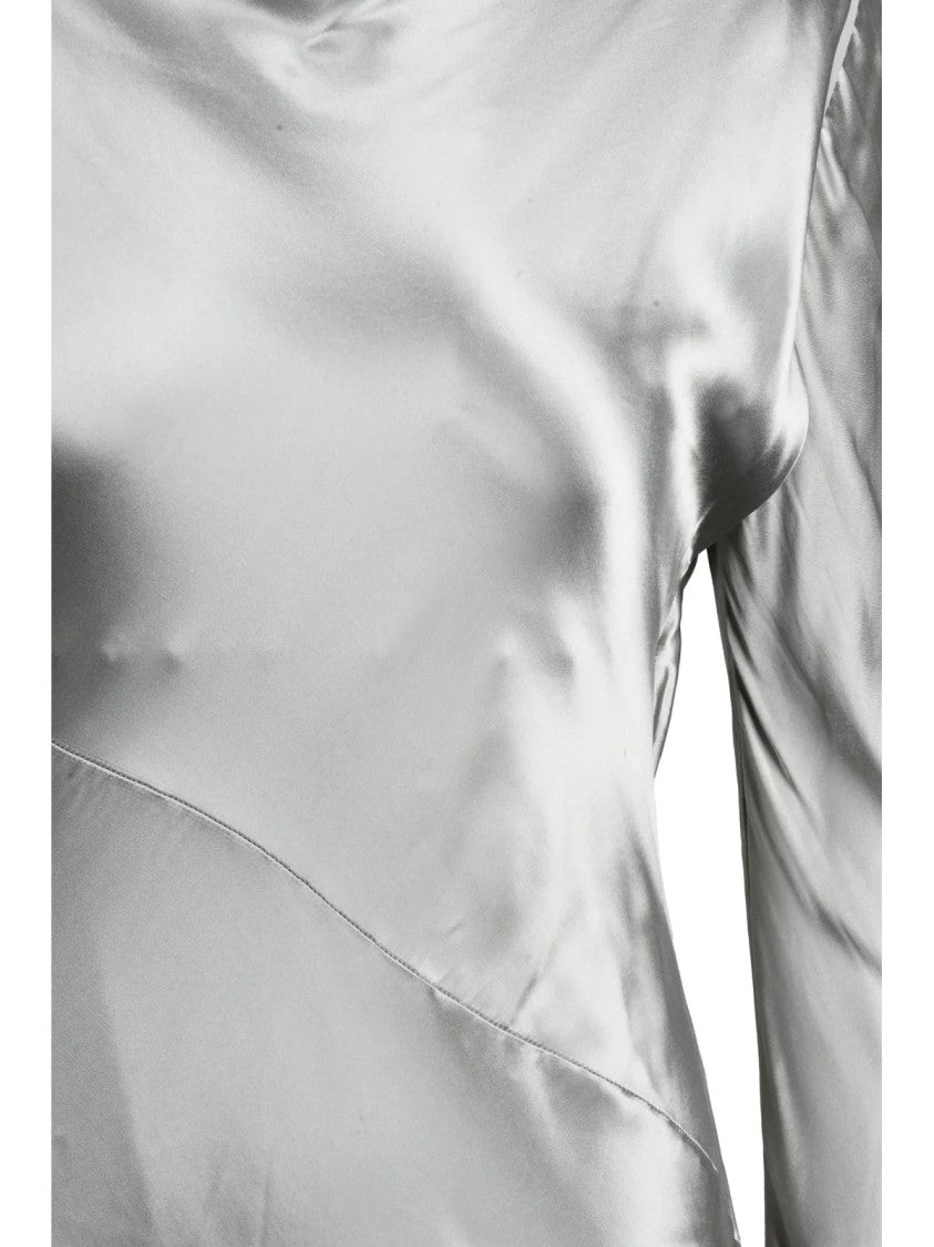 Alberta Ferretti Silver Tunic Viscose Long Satin Dress