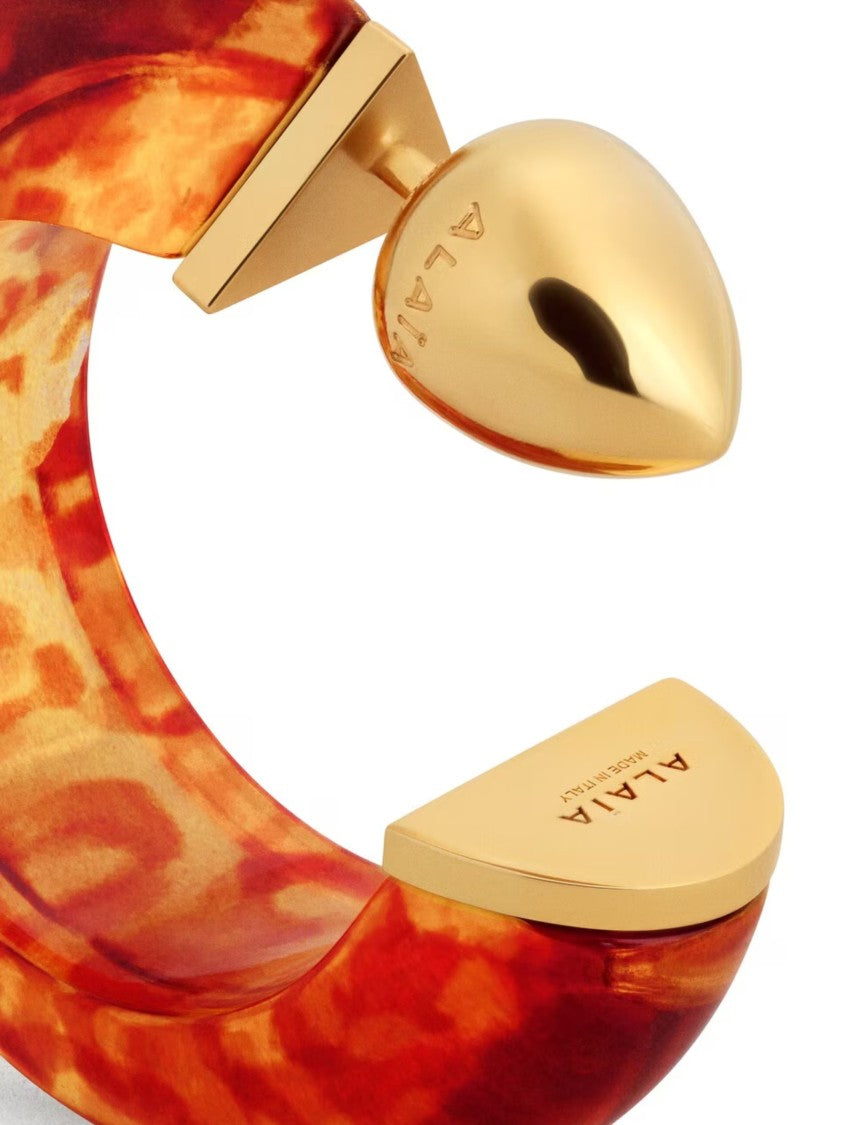 Alaïa Multicolor Marbled Tortoiseshell Hoop Earrings
