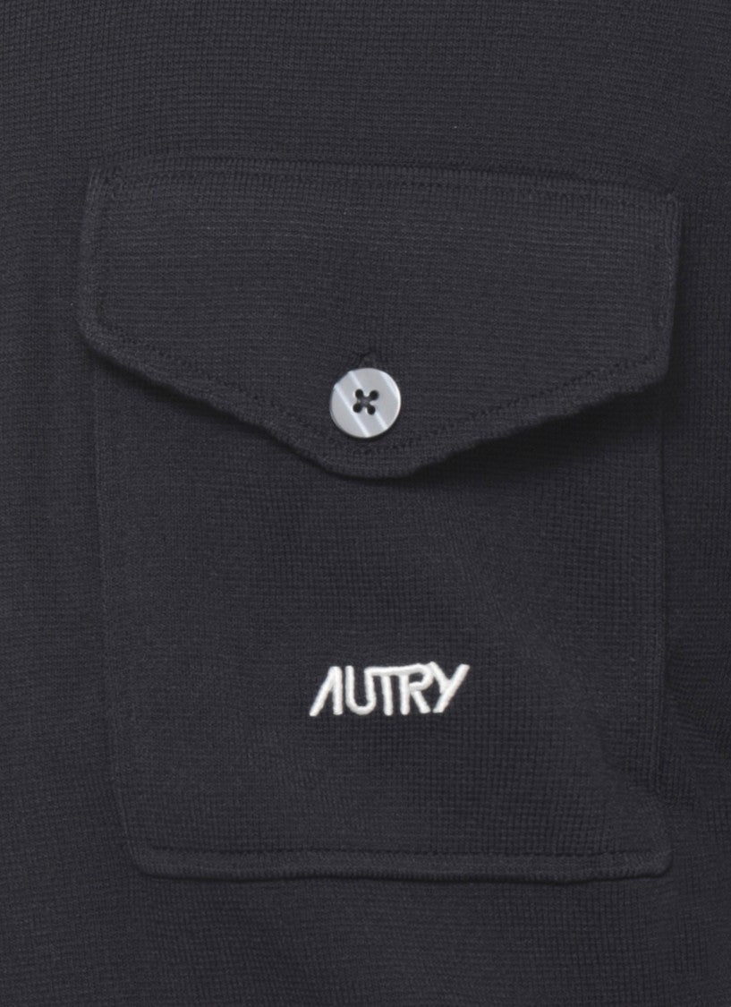 Autry Blue Main Viscose Striped Overshirt