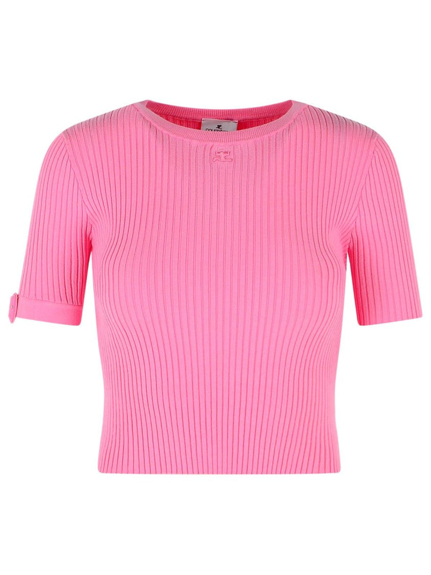 Courrèges Pink Viscose Blend T-Shirt