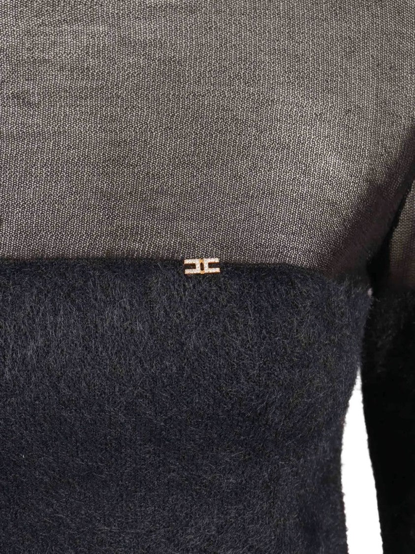 Elisabetta Franchi Classic Black Sweater With Round Neckline