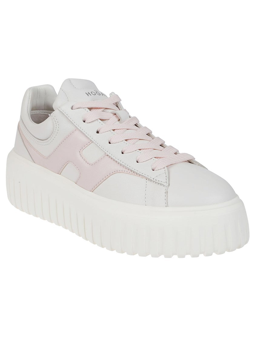 Hogan H645 Leather Sneakers With Platform Sole