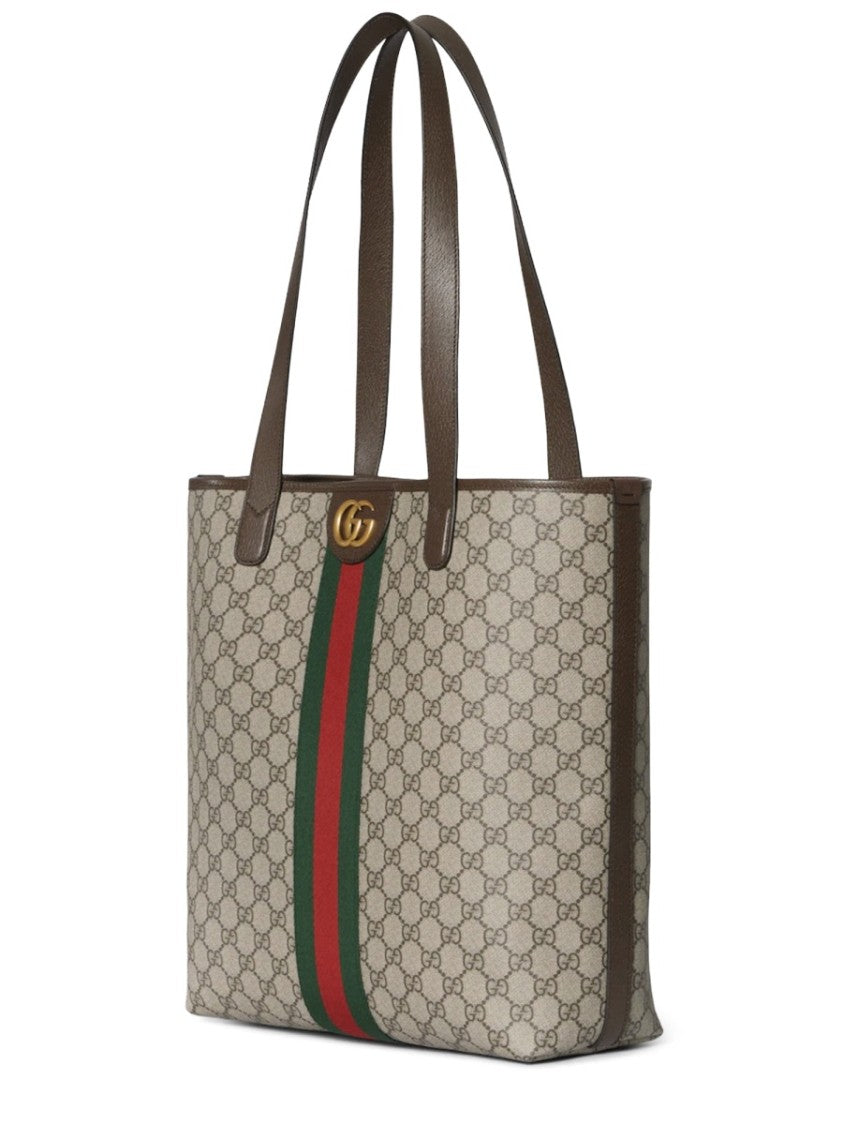 Gucci Structured Shopper Bag With Monogram Pattern And Double G Logo