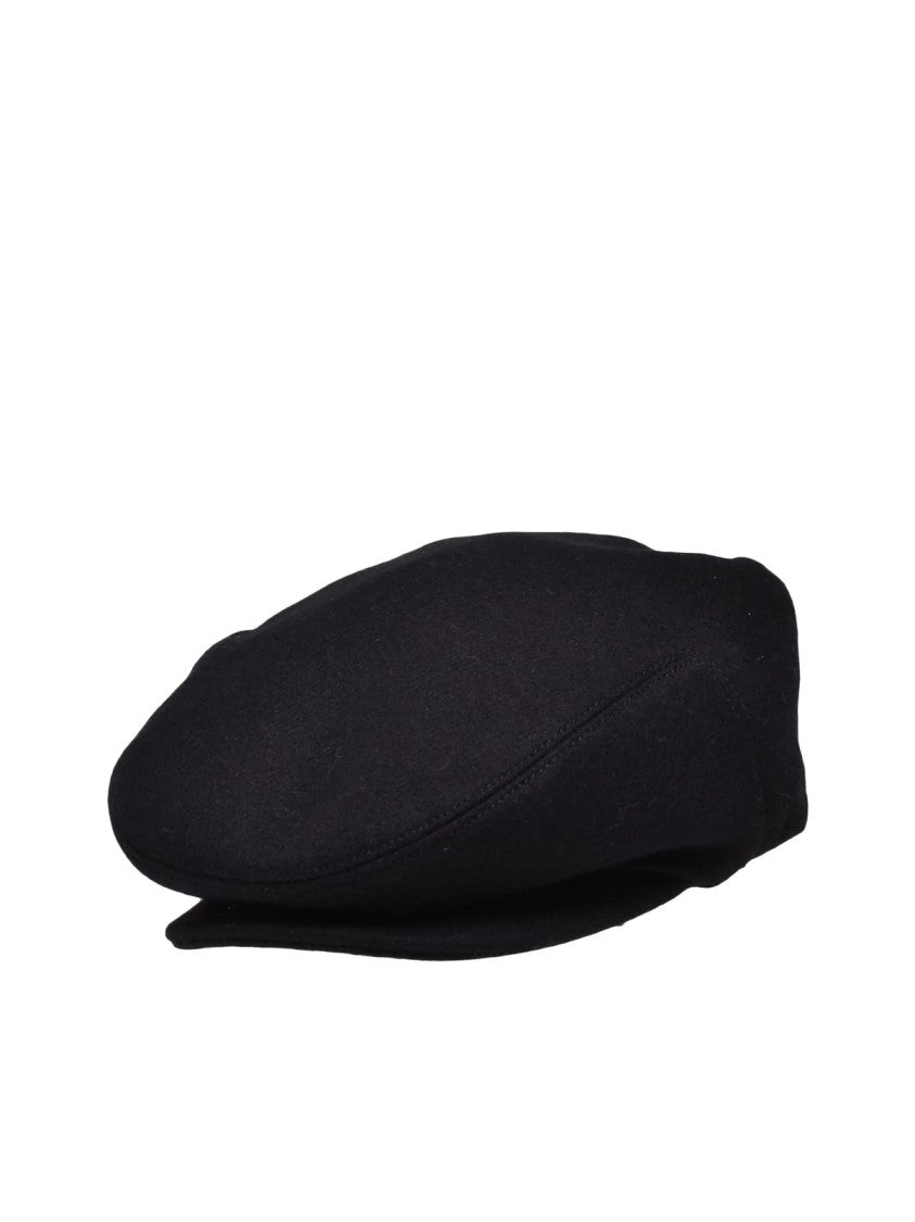 Prada Black Minimalist Wool Flat Cap