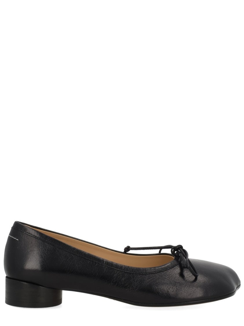 Mm6 By Maison Margiela Anatomical Toe Bow Detail Leather Ballerina Flats
