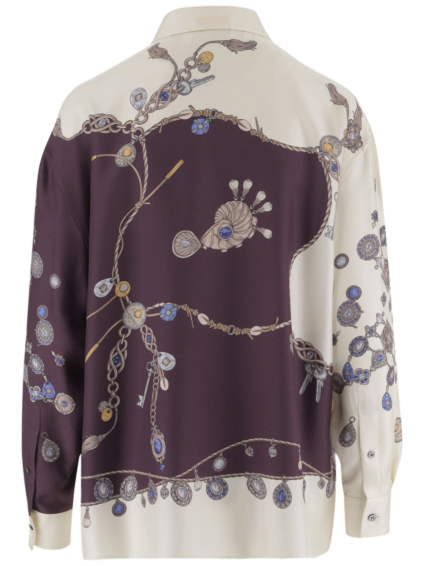 Versace Multicolor Printed Silk Shirt