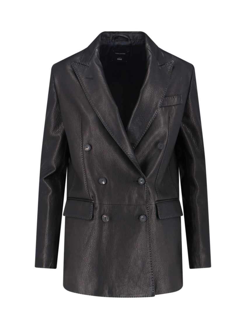 Tagliatore Tailored Black Jacket With Classic Collar And Minimalist Design