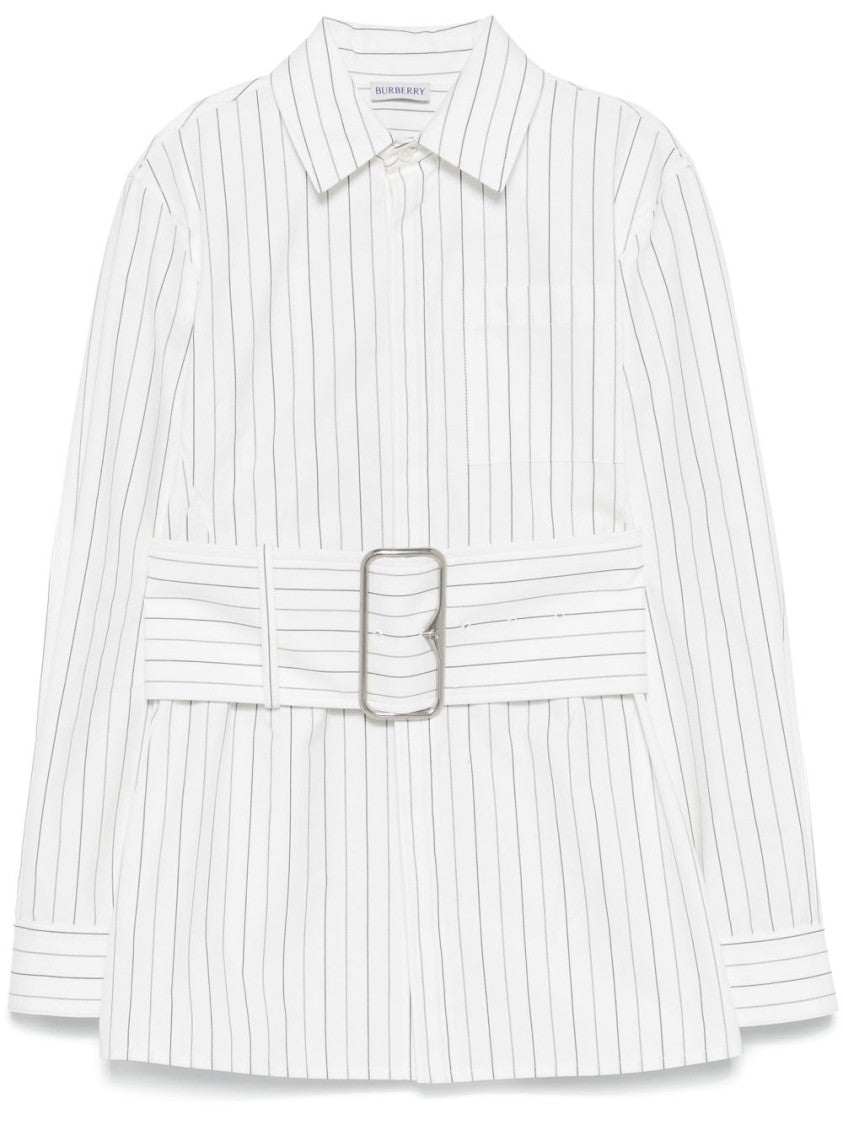 Burberry Structured Belted Dress With Classic Collar