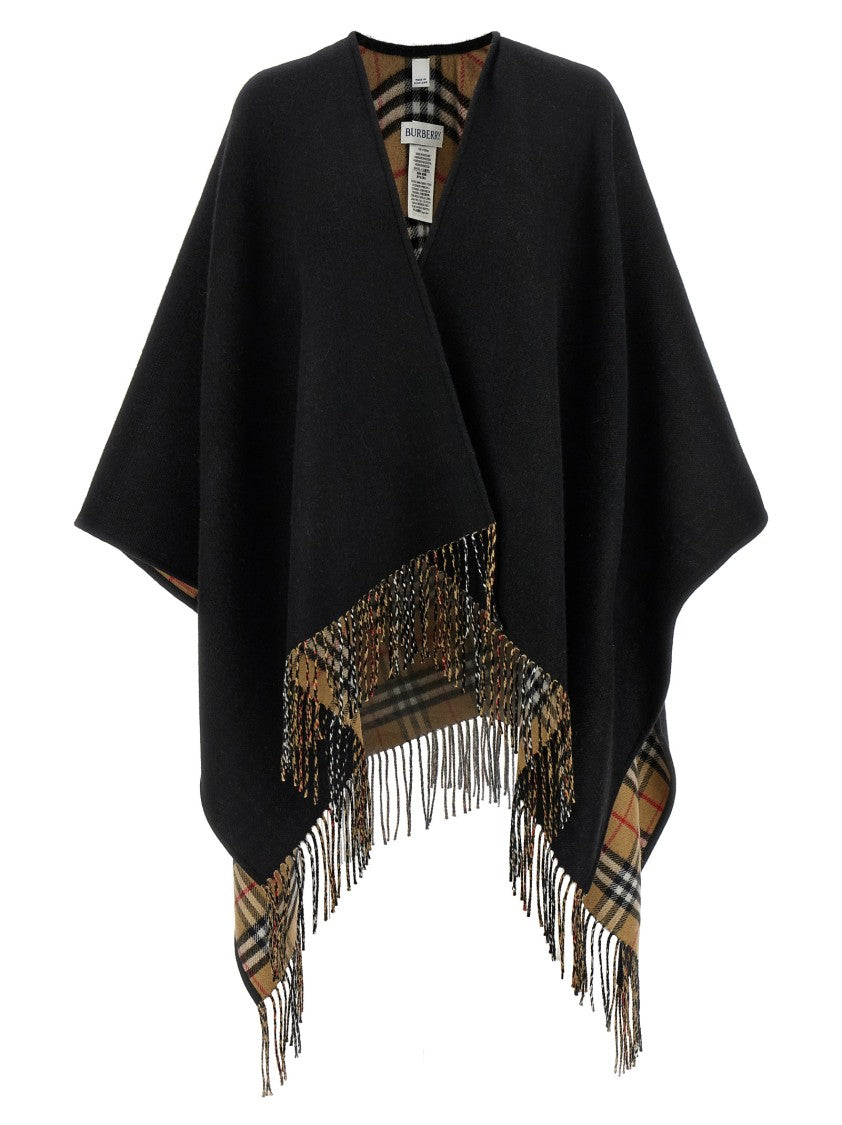 Burberry Fringed Wool Cape