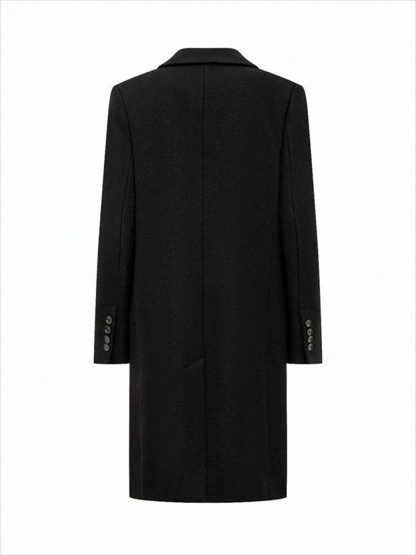 Ami Tailored Black Wool Coat With Notched Lapels