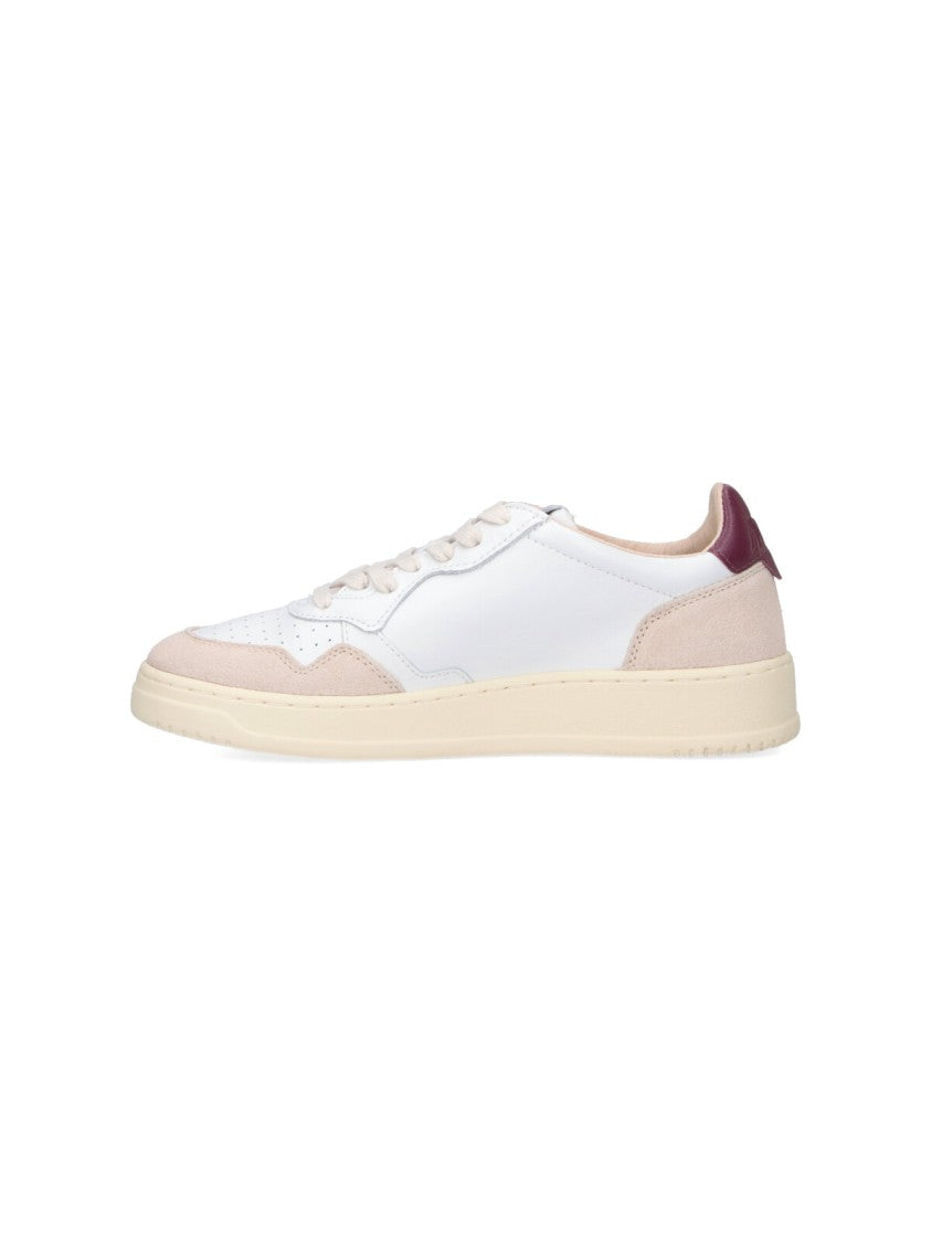 Autry Low-Top White Leather Sneakers With Beige Suede Accents