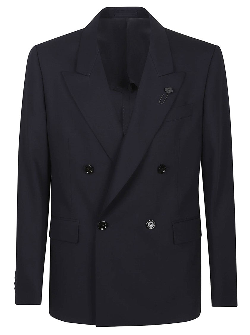 Lardini Double-Breasted Feeling Virgin Wool Blazer