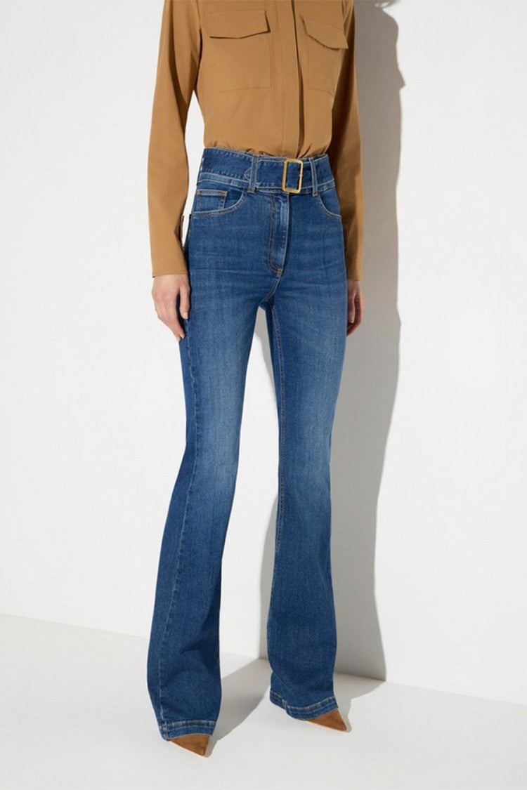 Elisabetta Franchi Blue Cotton-Lyocell Blend High-Waisted Jeans