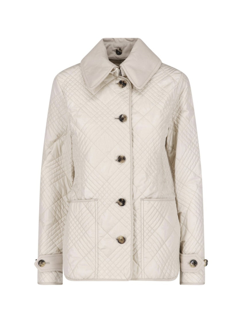 Burberry Cream Fernleigh Quilted Fabric Jacket