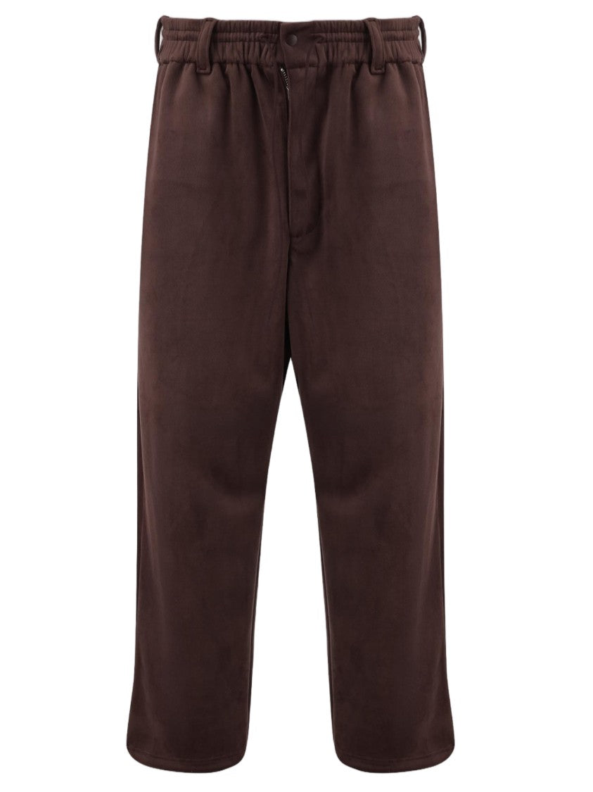Y-3 Bordeaux Embroidered Logo Stretch Velvet Pants