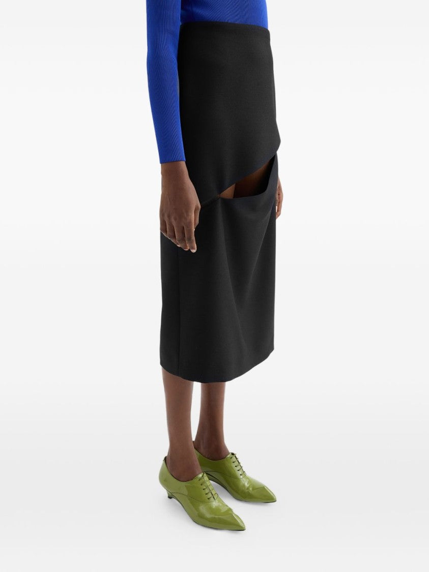 Jil Sander High-Waisted Midi Skirt With Diagonal Cut-Out