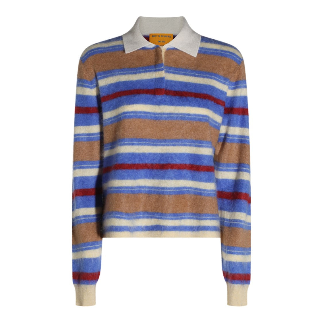 Guest In Residence Striped Long-Sleeve Cotton Polo Shirt