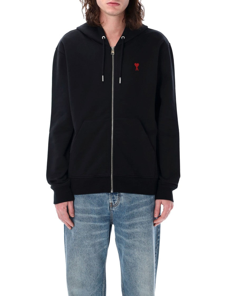 Ami Paris Red Adc Full Zip Hoodie