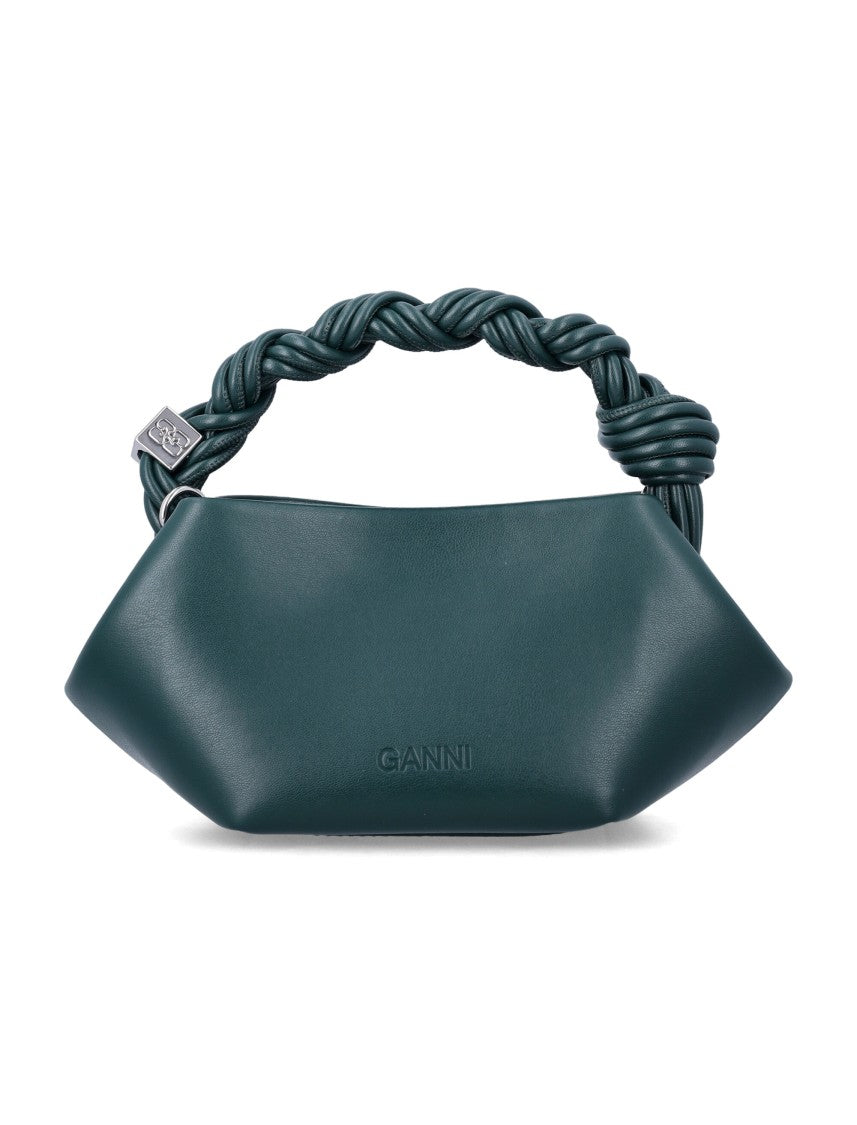 Ganni Twisted Handle Leather Shoulder Bag