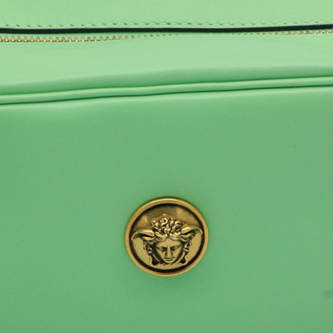 Versace Rectangular Mint Green Bag With Gold Accents