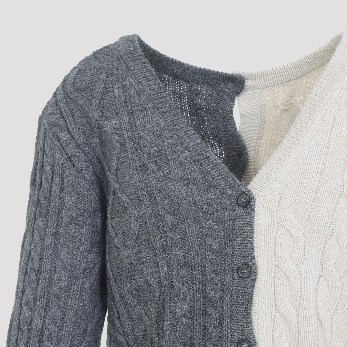 Moschino Bicolor Grey Wool Cardigan