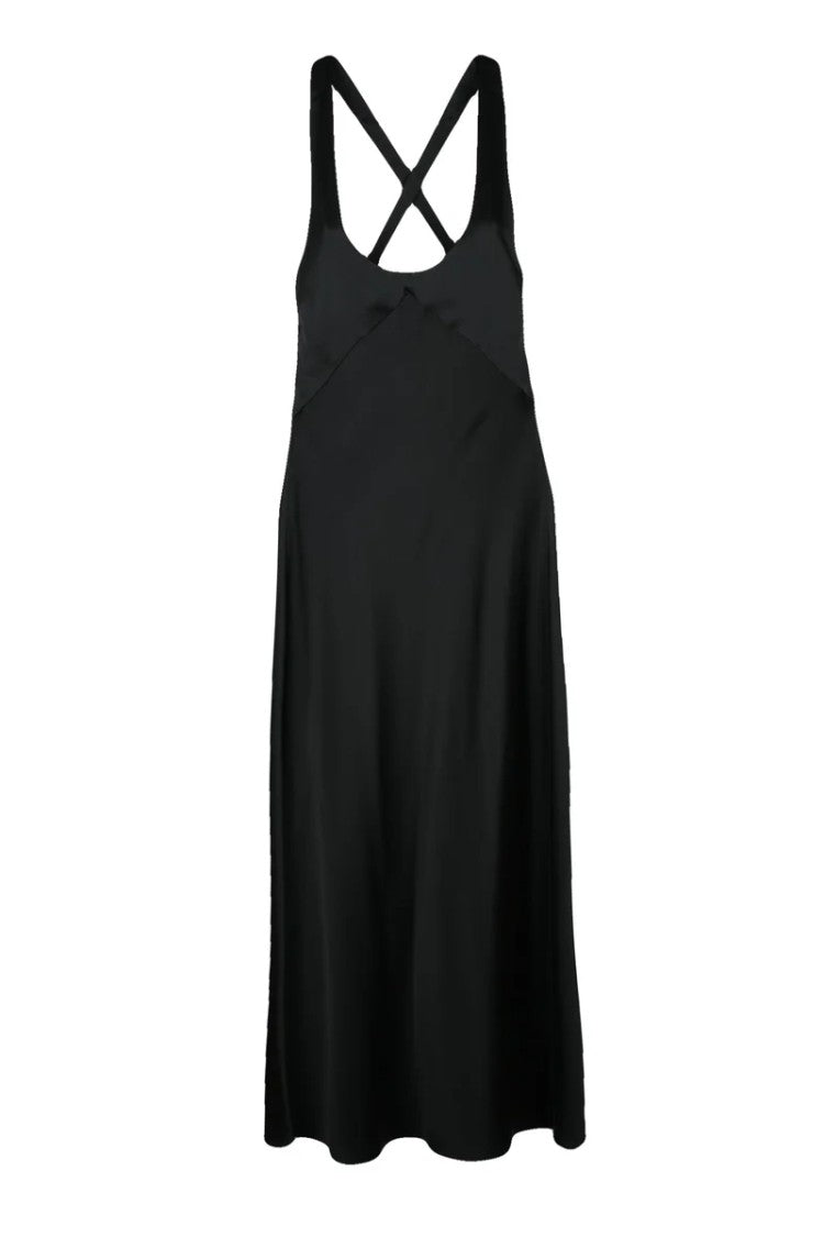 Max Mara Mina Long Satin Dress - Black