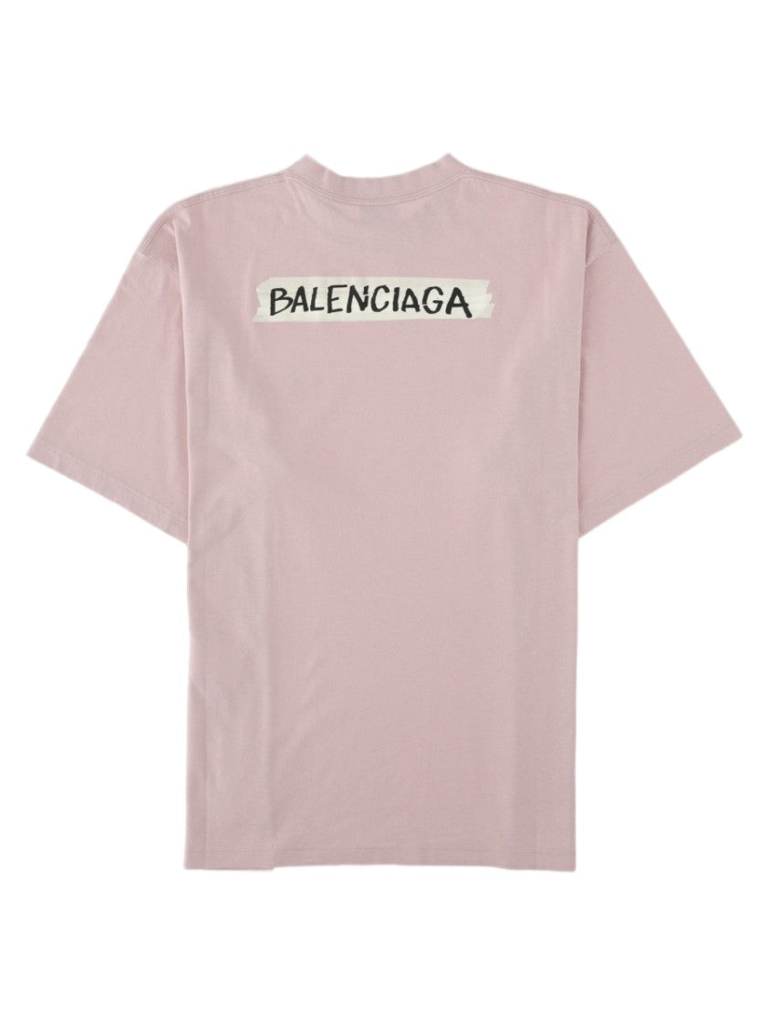 Balenciaga Pink Graphic Patch Short-Sleeve T-Shirt