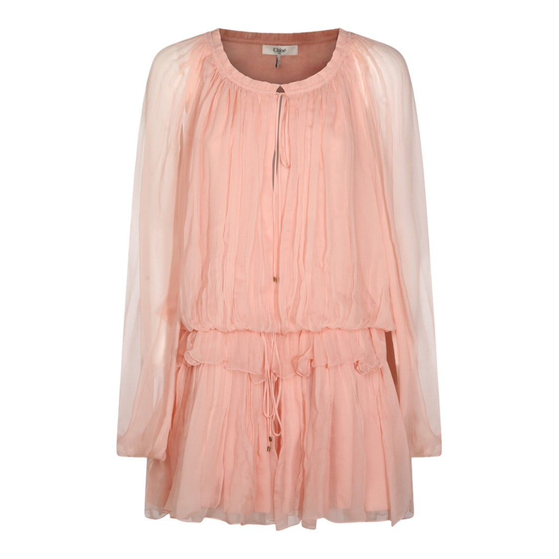 Chloé Flowing Pink Dress With Sheer Sleeves