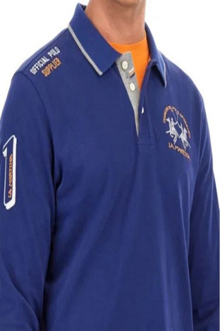 La Martina Blue Cotton Piqué Polo Shirt