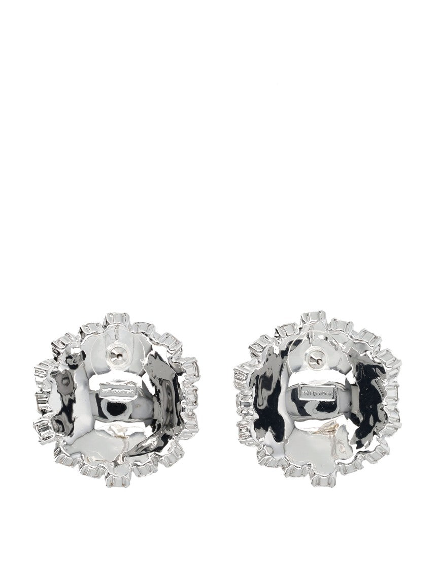 Self-Portrait Crystal Flower Silver Plated Stud Earrings